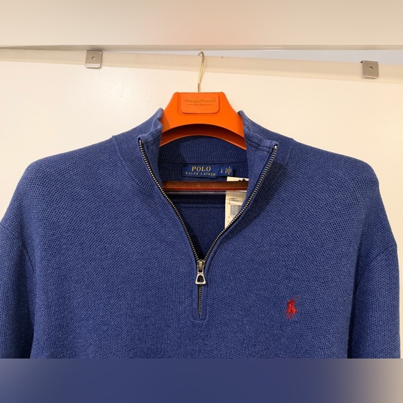 Polo Ralph Lauren Mesh-Knit Cotton Quarter-Zip Sweater Size L NWT - Picture 4 of 6